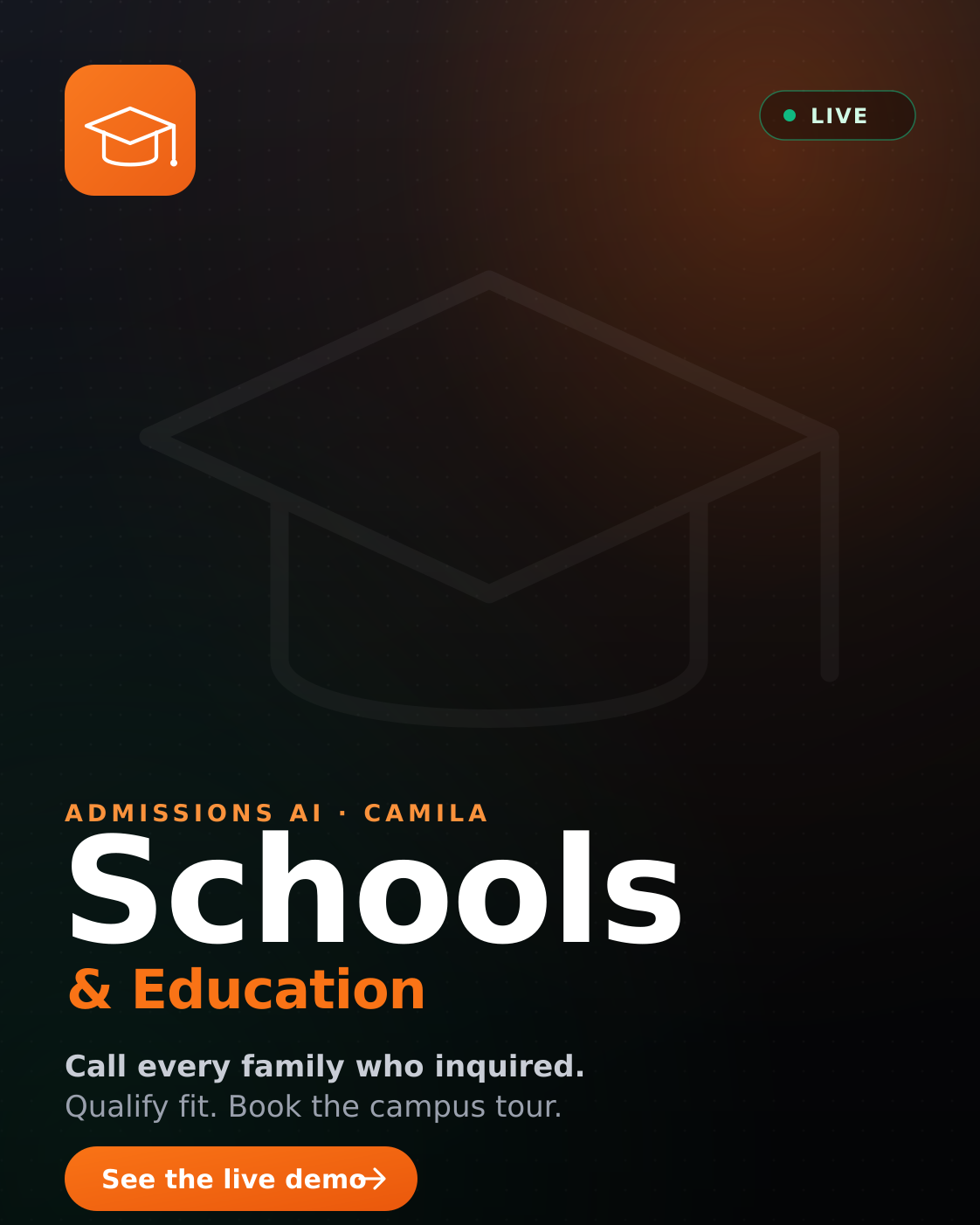 Schools · Qualify families and book campus tours 24/7